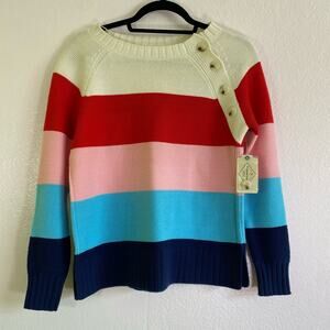 St. John's Bay Crew Neck Long Sleeve Striped Pullover Sweater Womens Size S
